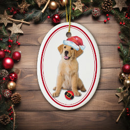 Golden Retriever Puppy Santa Bulb jul Julgransprydnad Keramik