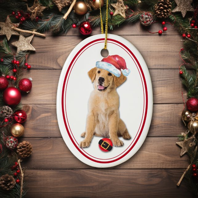 Golden Retriever Puppy Santa Bulb jul Julgransprydnad Keramik (Skapare uppladdad)