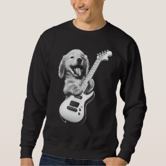 Golden Retriever Puppy Spelar Guitar - Funny Guit Lång Ärmad Tröja