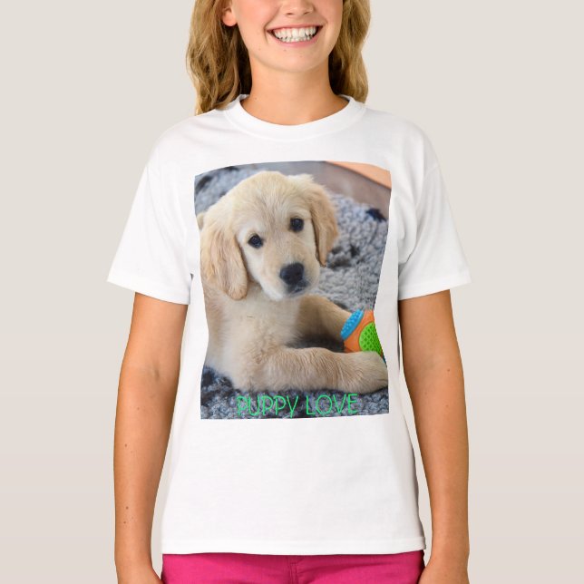 Golden Retriever Puppy T Shirt (Framsida)