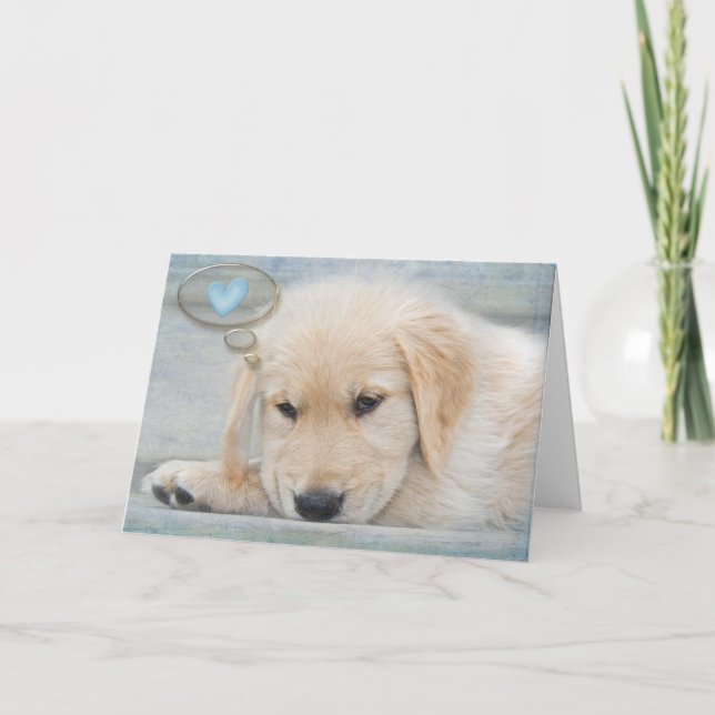 Golden Retriever Puppy Thinking of You Kort (Framsida)