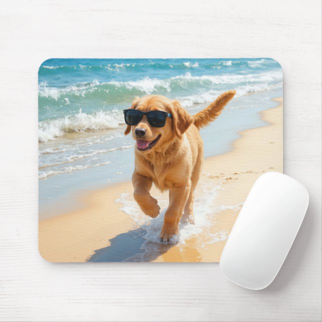 Golden Retriever Puppy Walking On the Beach Musmatta (Med mus)