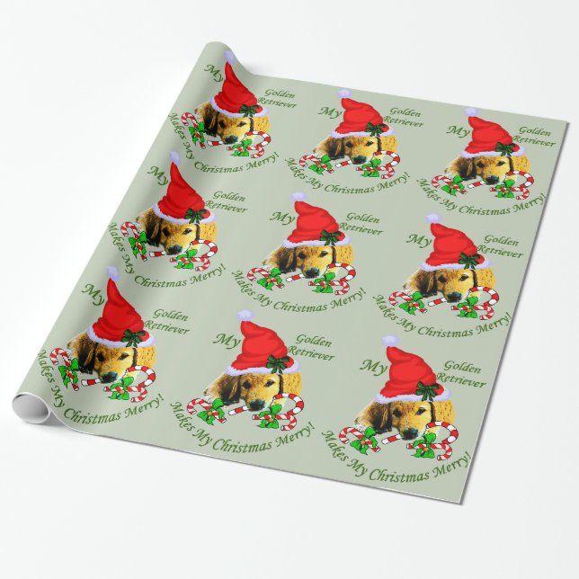 Golden Retriever Puppy Wrapping Papper Presentpapper (Utrullad)