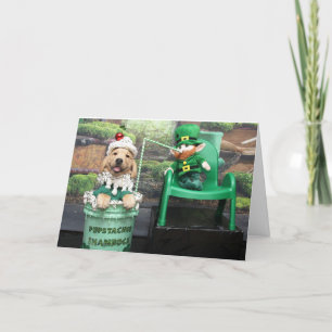 Golden Retriever Pupstachio Shake St. Pattys dag Helgkort