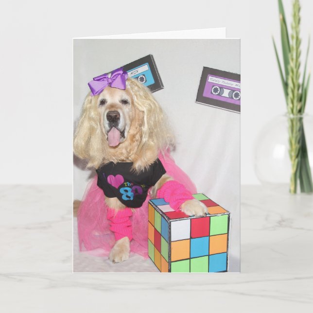 Golden Retriever Rad 80s Birthday Kort (Framsida)