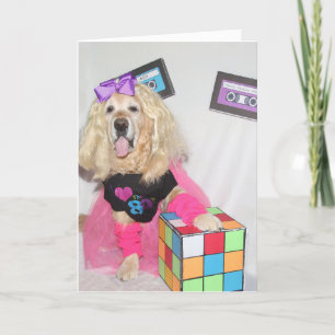 Golden Retriever Rad 80s Birthday Kort