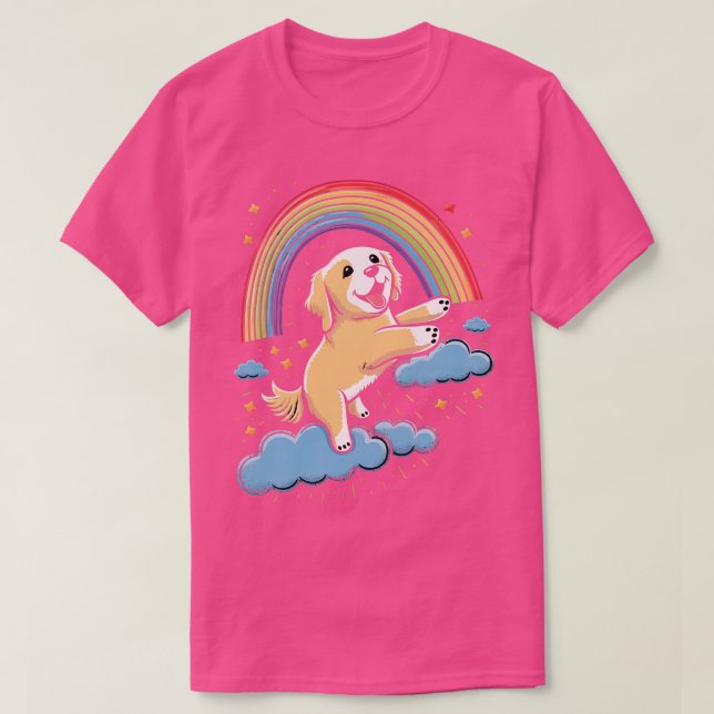Golden Retriever Rainbow Cloud Cute Animals Kawaii T Shirt (Design framsida)