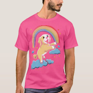 Golden Retriever Rainbow Cloud Cute Animals Kawaii T Shirt