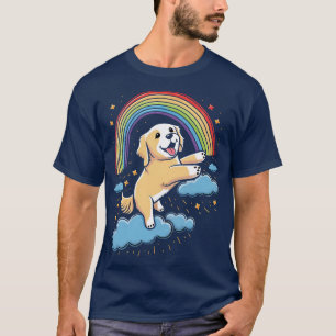 Golden Retriever Rainbow Cloud Cute Animals Kawaii T Shirt