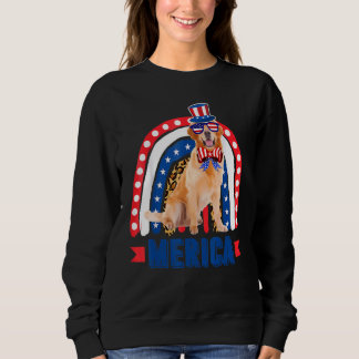 Golden Retriever Rainbow Leopard Merica Flagga 4th T Shirt