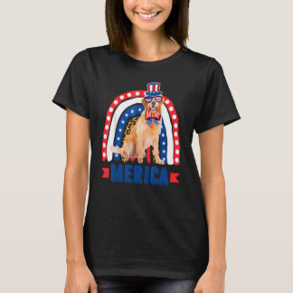 Golden Retriever Rainbow Leopard Merica Flagga 4th T Shirt
