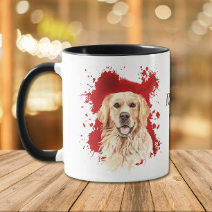 Golden Retriever Red Abstrakt Background Mugg