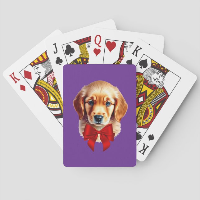 Golden Retriever Red Bow Casinokort (Baksidan)
