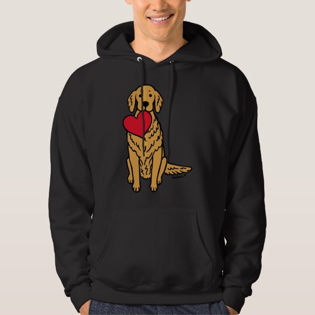 Golden Retriever Red Heart Hoodie (Framsida)