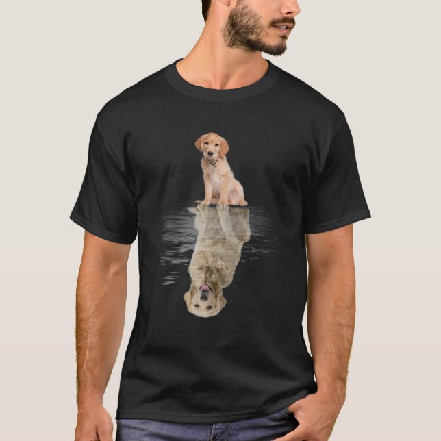 Golden Retriever Reflection Funny Fars dag Hund T Shirt (Framsida)