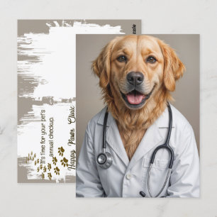 Golden Retriever Reminder från veterinärkontoret Vykort