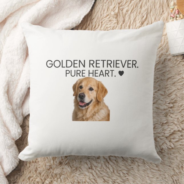Golden Retriever Rent Hjärta ♥ Dekorativ Kudde (Filt)