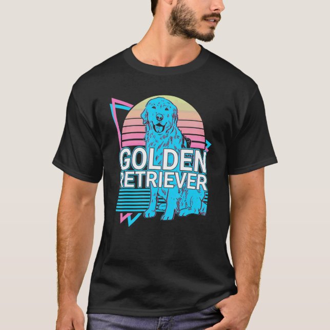 Golden Retriever Retro T Shirt (Framsida)