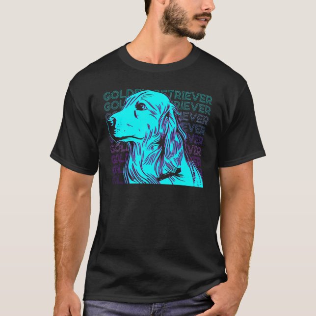 Golden Retriever Retro T Shirt (Framsida)