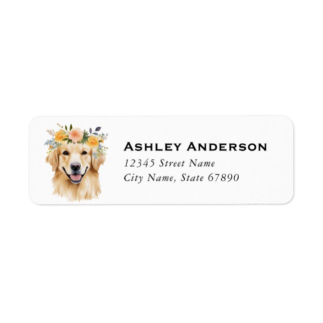 Golden Retriever-Returetiketter Returadress Etikett (Framsidan)