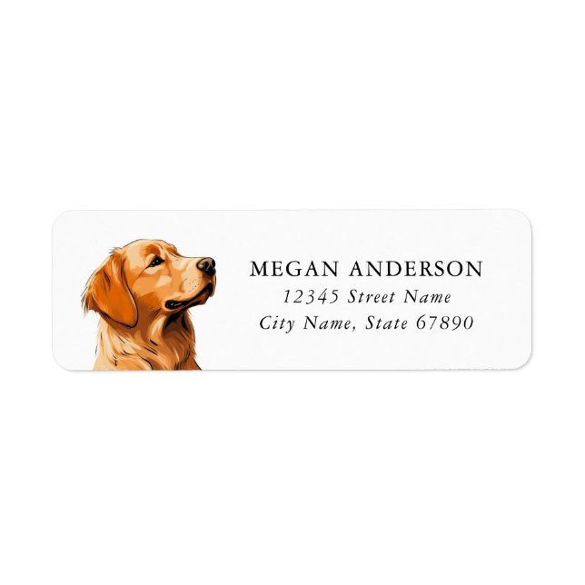 Golden Retriever-Returetiketter Returadress Etikett (Framsidan)