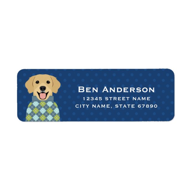 Golden Retriever-Returetiketter Returadress Etikett (Framsidan)