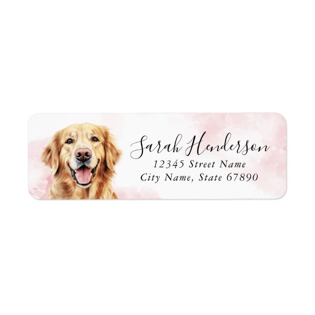 Golden Retriever-Returetiketter Returadress Etikett (Framsidan)
