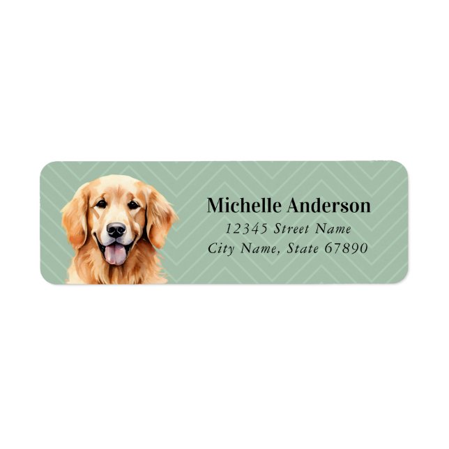 Golden Retriever-Returetiketter Returadress Etikett (Framsidan)