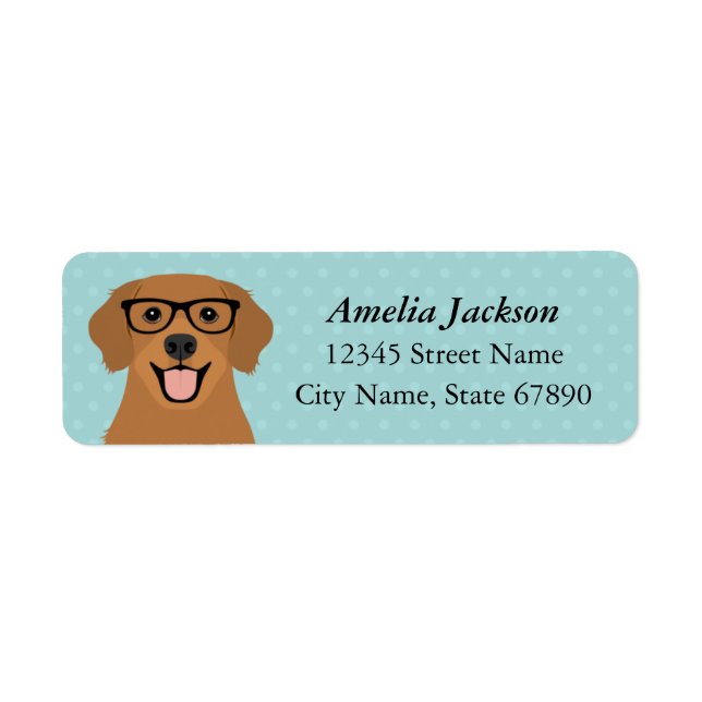 Golden Retriever-Returetiketter Returadress Etikett (Framsidan)