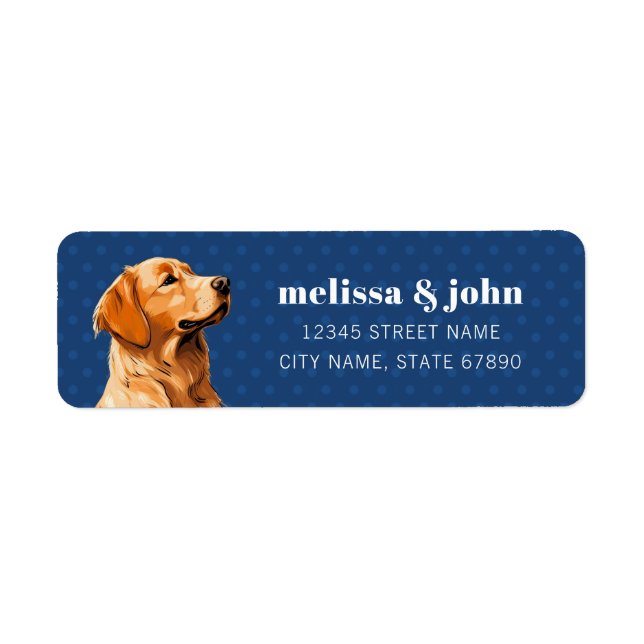 Golden Retriever-Returetiketter Returadress Etikett (Framsidan)