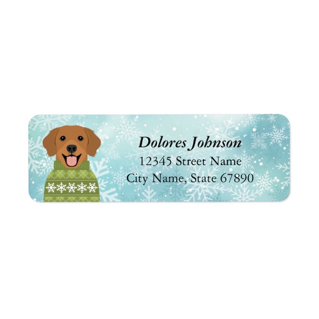 Golden Retriever-Returetiketter Returadress Etikett (Framsidan)