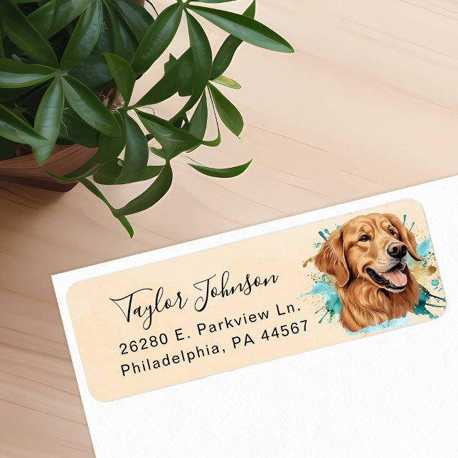 Golden Retriever Return-adressetikett Returadress Etikett (Skapare uppladdad)
