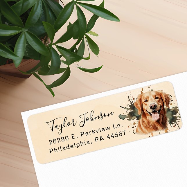 Golden Retriever Return-adressetikett Returadress Etikett (Skapare uppladdad)