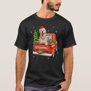 Golden Retriever Ride Red Lastbil jul Hund Paj T Shirt