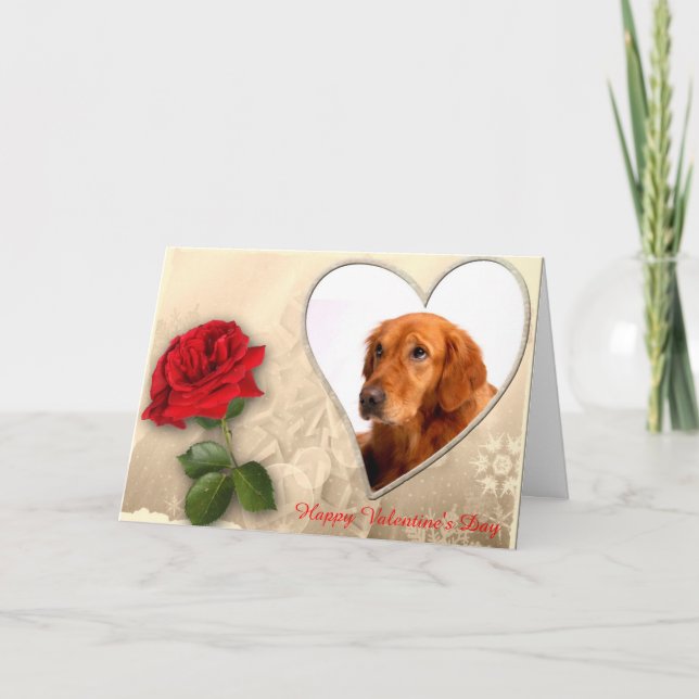 Golden Retriever Ro Heart Glad Alla hjärtans dag Helgkort (Framsida)