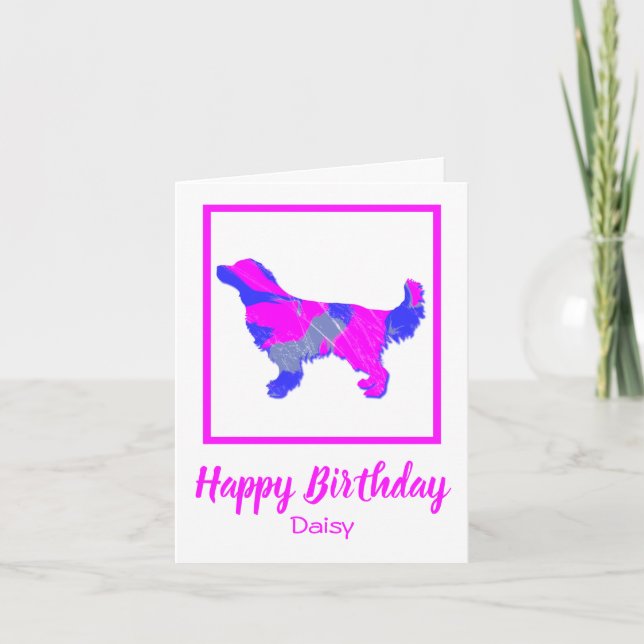Golden Retriever Rosa Silhouette Hund Funny Card Kort (Framsida)