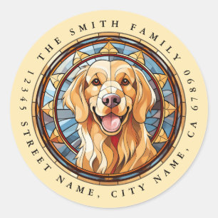 Golden Retriever Round Stickers Runt Klistermärke