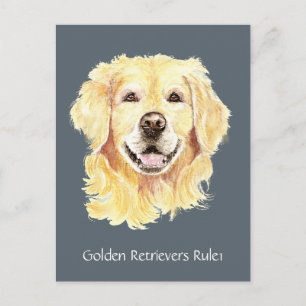 Golden Retriever’s Rule Watercolor Hund Pet Animal Vykort