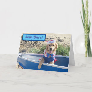 Golden Retriever Sailor Birthday Kort