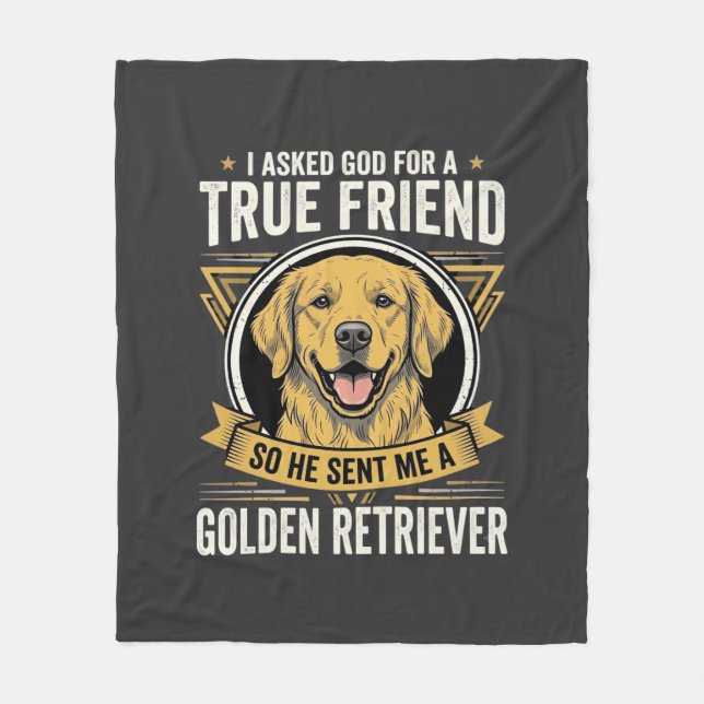 Golden Retriever sann vän hund Fleecefilt (Framsidan)