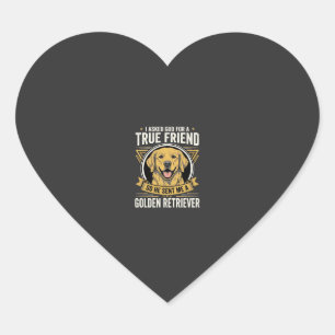 Golden Retriever sann vän hund Hjärtformat Klistermärke