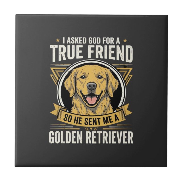 Golden Retriever sann vän hund Kakelplatta (Framsidan)