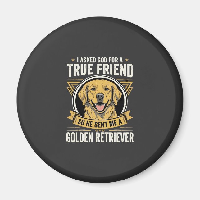 Golden Retriever sann vän hund Magnet (Framsidan)