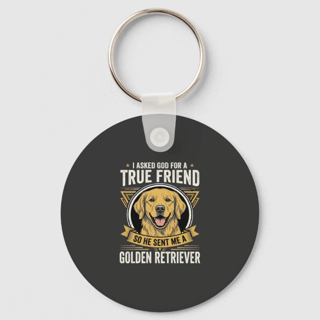 Golden Retriever sann vän hund Nyckelring (Framsida)