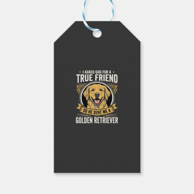 Golden Retriever sann vän hund Presentetikett (Framsidan)