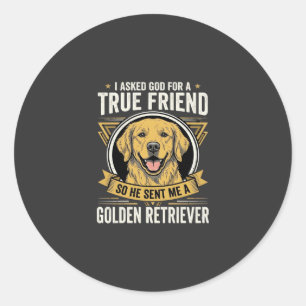 Golden Retriever sann vän hund Runt Klistermärke