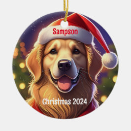 Golden Retriever Santa Cap Personlig Ornament