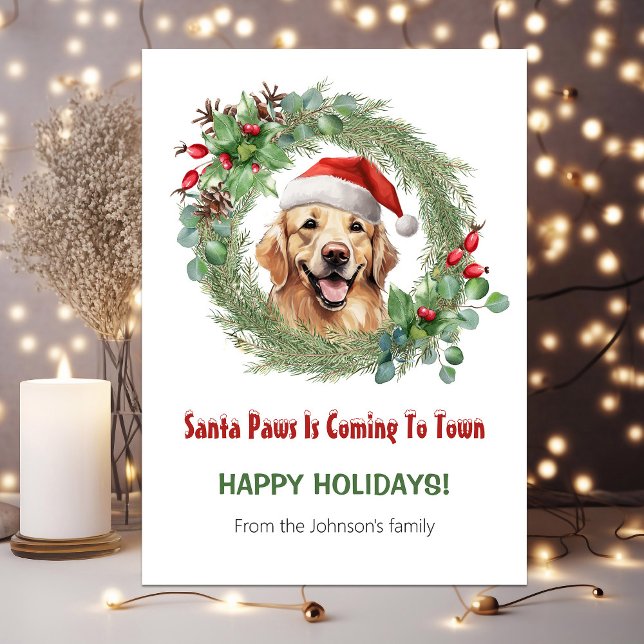Golden Retriever Santa Cute Funny jul Julkort (Cute Golden Retriever Santa Cute Funny Christmas Holiday Card)