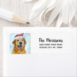 Golden Retriever Santa Hat, Anpassningsbar Returad Returadress Etikett