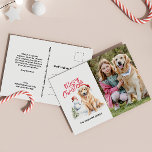 GOLDEN RETRIEVER SANTA HAT CHRISTMAS SINGLE PHOTO HELG VYKORT<br><div class="desc">Vår Golden Retriever inspirerade till julkort har en vattenfärgsbild av Golden Retriever i Santa Hats och ett lustigt snögubbe och citatet "God jul" i rött skript. Lägg till din hund eller familj porträtt med din husdjur eller hårig vän. På baksidan, lägg till en personlig beröring med ett anpassningsbar-meddelande, din returadress...</div>